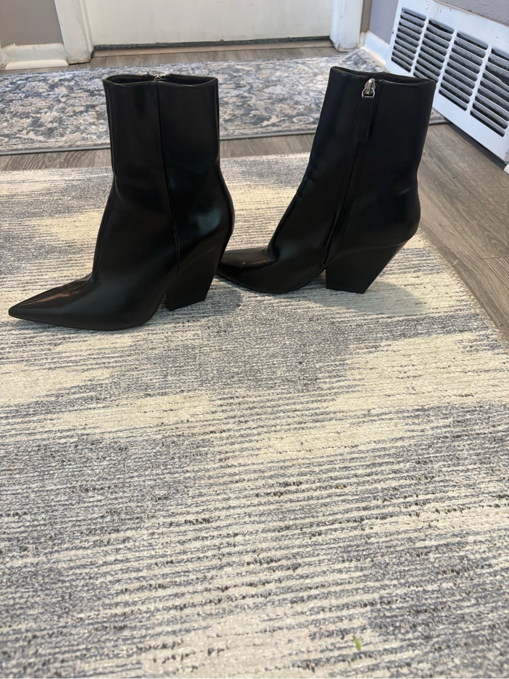 Zara Black Pointed-Toe Wedge Ankle Boots